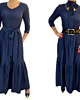 sukienki maxi damskie Sukienka maxi z cienkiego jeansu, falbany roz 36-56