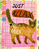 plakaty Plakat JUST RELAX kot cytat motywacja pozytywne myśli