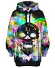 bluza z kapturem damska Bluza Oversize Tunika DR.CROW Neon Skull