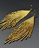 kolczyki szklane Skúfar II, złote "indiańskie" kolczyki, beading