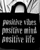 torby na zakupy Bardzo duża bawełniana torba czarna z afirmacją POSITIVE VIBES MIND LIFE