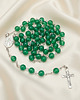 komunia - pozostałe Ręcznie robiony, zielony różaniec, srebro 925, naturalny malachit (6mm)