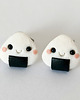 kolczyki z masy plastycznej Kolczyki onigiri z modeliny 
