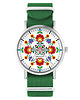 zegarki damskie Zegarek - Folkowa mandala - zielony, nylonowy
