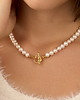 chokery Choker / naszyjnik "Heart" z naturalnych pereł- srebro 925 pozłacane
