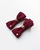 ozdoby do włosów dla dzieci Bordowe spinki z bawełnianą kokardką