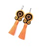 kolczyki soutache Kolczyki sutasz kolorowe pomarańczowo czarne wiosenne Cleo z chwostem