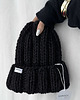 czapki damskie Gruba wełniana czapka czarna beanie 100% wełna handmade