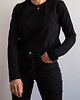 bluzki z długim rękawem damskie Bluzka MALMO crew neck czarna longsleeve