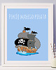 obrazy i plakaty do pokoju dziecięcego plakat pokój małego pirata (niebieski)