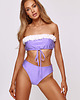 stroje kąpielowe i kostiumy kąpielowe damskie Komplet bikini liliowy top z kwiatami 3D Laura Flower