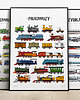 obrazy i plakaty do pokoju dziecięcego Zestaw plakatów z pociągami - 3 druki  50x70cm w jednej cenie