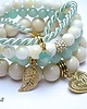 bransoletki z kamieni naturalnych Ecru and light mint set