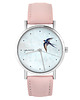 zegarki damskie Zegarek - Jaskółka - skóra, pudrowy róż