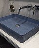 umywalki Betonowa umywalka prostokątna ryflowana 50cm niebieska