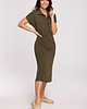 sukienki midi damskie Sukienka safari z kołnierzykiem-khaki(B222)