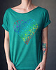 t-shirt damskie Serce tęcza Szafirowy Oversize