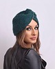 czapki damskie Ręcznie robiony turban kolor butelkowa zieleń