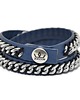 bransoletki skórzane Silver Chain on Navy Blue Leather