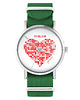 zegarki damskie Zegarek - Serce pikselove - zielony, nylonowy