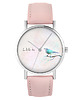 zegarki damskie Zegarek - Ptaszek turkus - skóra, pudrowy róż