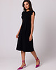 sukienki midi damskie Sukienka z podwyższoną talią-czarna(B-262)