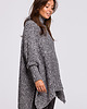 swetry damskie  Sweter ponczo z golfem - antracytowy(BK-049)