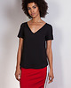 t-shirt damskie Bluzka w serek, BLU141 czarny