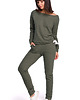 spodnie dresowe damskie Spodnie joggery - khaki (B-107)