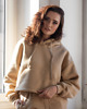 bluza z kapturem damska Camelowa bluza bawełniana krótka