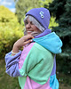 czapki damskie Czapka beanie z bawełny logo kolorowe Jasny fiolet