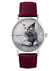 zegarki unisex Zegarek - Kot brytyjski - skórzany, burgund