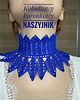 chokery Koronkowy chabrowy kobalt  naszyjnik retro vintage wiktoriańska kolia retro