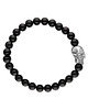 biżuteria męska Błyszcząca srebrna bransoletka onyx z czaszką rozmiary 20,5 cm i 19 cm
