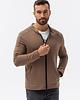 bluzy męskie Bluza męska rozpinana bez kaptura - brązowa V6 B1071