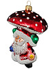 bombki Ręcznie malowana szklana bombka czerwony Mikołaj z grzybowym kapeluszem