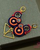 kolczyki soutache Pomarańczowo granatowe kolczyki sutasz