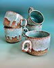 kubki Piękny  turkusowy ceramiczny ręcznie robiony kubek / filiżanka. Na prezent