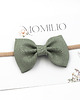ozdoby do włosów dla dzieci Opaska do włosów kokarda z lnu zielona Linen Bow Sage