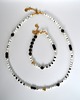chokery Komplet choker i bransoletka z białego jaspisu dalmatyńskiego