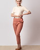 spodnie materiałowe damskie Lniane spodnie w kant, DARK CORAL PINK