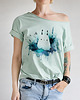 t-shirt damskie Duszkowy ludzik zielononiebieski Szałwia Oversize