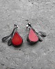 kolczyki wire wrapping Czerwony koral z listkami - sztyfty