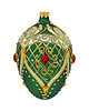 bombki Bombka choinkowa szklana ręcznie malowana: jajo Faberge z rubinem: zielone