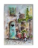 grafiki i ilustracje Akwarela ręcznie malowana oryginalna "Włoska Uliczka ze Skuterem"