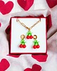 komplet biżuterii KOMPLET : wisienki : naszyjnik długość regulowana, kolczyki