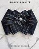 broszki Brosza Black & White z efektowym kwiatem w kropeczki New