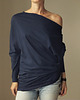 tuniki damskie Asymetryczna Bluzka trapez granatowy