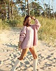 swetry damskie  Sweter handmade oversize  z wełną  pudrowy róż