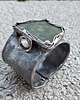 bransoletki wire wrapping Jadeit i perła - bransoletka regulowana